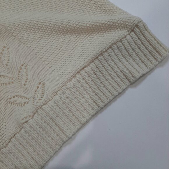 Rare handmade vintage quiet luxury knit short sleeve ivory sweater - Picture 9 of 16